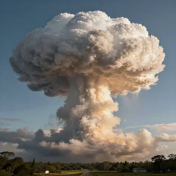 nuclear mushroom cloud in shape of bob ross