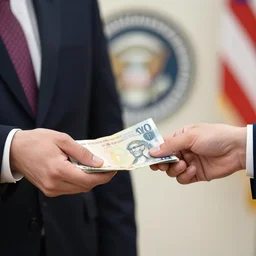photo of a president receiving a bribe
