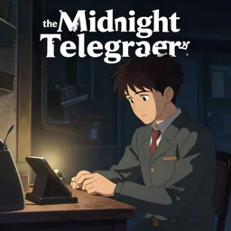 a cinematic anime poster for a comedy film animation called the midnight telegrapher, ( about a telegrapher operator working at night ), lit by candles, delicate features finely detailed perfect art, gapmoe yandere grimdark, trending on pixiv fanbox, painted by greg rutkowski makoto shinkai takashi takeuchi studio ghibli