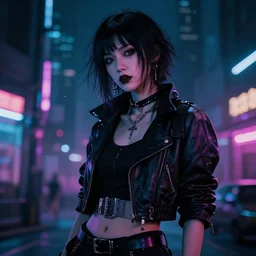cyberpunk goth girl, cyberpunk, bladerunner
