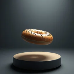 a 3 d render of a floating bagel, studio quality background, lighting, smooth render, unreal engine 5
