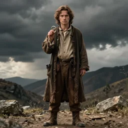 detailed ultrarealistic medium shot photography of nicholas cage frodo holds the ring cinematic full body shot