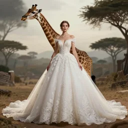 epic professional digital art bridal gown portrait of:exotic giraffe woman:,best on artstation, cgsociety, wlop, Behance, pixiv, astonishing, impressive, outstanding, epic, cinematic, stunning, gorgeous, concept artwork, much detail, much wow, masterpiece.