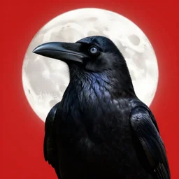 portrait, a crow in front of the full big moon, book cover, red white and black colors, establishing shot, extremly high detail, foto realistic, cinematic lighting, by Yoshitaka Amano, Ruan Jia, Kentaro Miura, Artgerm, post processed, concept art, artstation, matte painting, style by eddie mendoza, raphael lacoste, alex ross