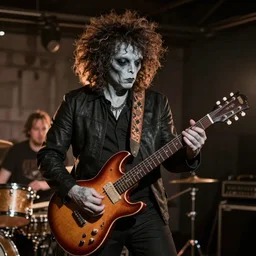 grey alien playing guitar in the band the cure