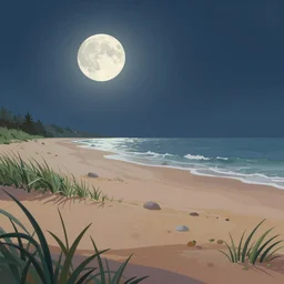 digital matte fantasy dreamy beachscape beach grass moonlight, artstation, behance, 8 k by alex grey