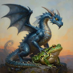 painting of hybrid dragon and frog fused together, intercrossed animal, by zdzislaw beksinski, by lewis jones, by mattias adolfsson, cold hue's, warm tone gradient background, concept art, digital painting