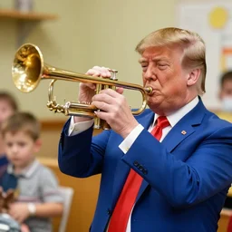 donald trump, my first trumpet, in kindergarten