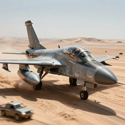 a gritty hyperdetailed photorealistic ground attack aircraft shooting a gatling gun at a small group of vehicles in the desert, volumemetric lighting, cinematic framing, cinematatic lighting, cinematic shadows, in the style of top gun maverick