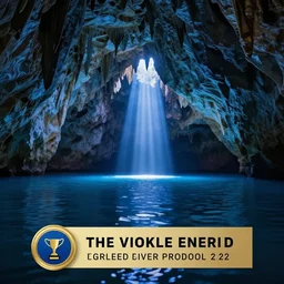 Blue cave during the night, blue water, reflections ,god rays, incredible lighting, 4k photography award winning,
