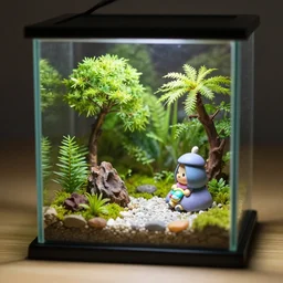 a cute tiny world in a closed terrarium