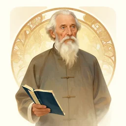 a digital concept ar by artgerm and greg rutkowski and alphonse mucha. clear portrait of a lonely attractive elder in uniform of tang dynasty!! tang dynasty book, light effect. hyper detailed, character concept, full body!! t pose!! glowing lights!! intricate, elegant, highly detailed, digital painting, artstation, concept art, smooth, sharp focus, illustration