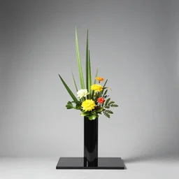 a photo of 8k Ikebana in flower vase, full body, wide angle, sony a7r3, ultra detail, photorealistic, in simple background