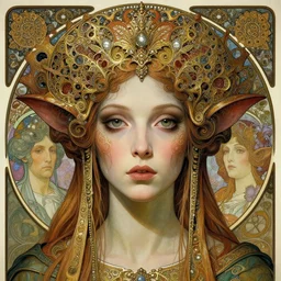 detailed realistic beautiful young medieval alien queen face portrait, art nouveau, symbolist, visionary, gothic, pre - raphaelite, baroque, fractals. horizontal symmetry by zdzisław beksinski, iris van herpen, raymond swanland and alphonse mucha. highly detailed, hyper - real, beautiful