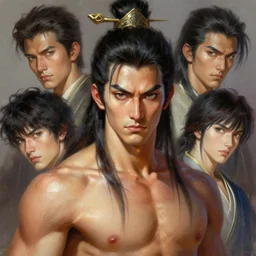 a portrait of shao kahn, digital painting, masterpiece by rembrandt and thomas kinkade and frank frazetta and kentaro miura, by reiq and tite kubo, stylized yet realistic faces and anatomy, advanced lighting technology, beautiful, gorgeous brush strokes