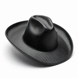 carbon fiber sombrero, photorealistic, isolated on a pure white background, centered, entire object in frame, sharp focus, soft studio lighting
