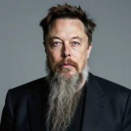 elon musk with long mustache and epic beard, 5 0 mm, studio lighting
