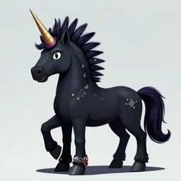 digital illustration of a black punk rock unicorn with a mowhawk by maxim shkret, deviantArt, artstation, artstation hq, hd, 4k resolution
