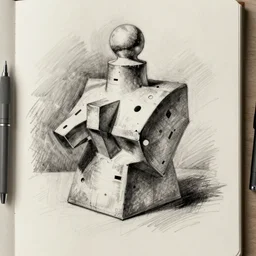 a cryptic, highly detailed charcoal sketch