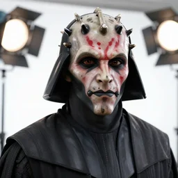 still photo of darth maul, highly detailed, photorealistic portrait, bright studio setting, studio lighting, crisp quality and light reflections, unreal engine 5 quality render