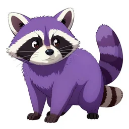 purple stelar raccoon in the style of Yoshitaka Amano