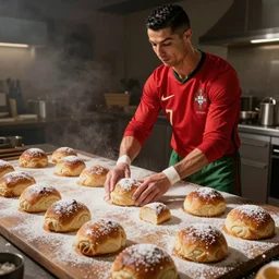 soccer player ronaldo 7 made of portuguese sweet bread dough