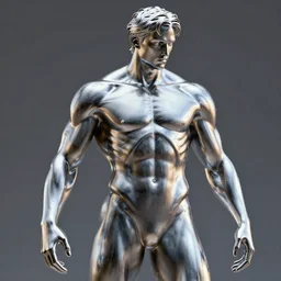 statue muscle, chrome, reflect, 8 k uhd, unreal engine, octane render in the artstyle of finnian macmanus, john park and greg rutkowski