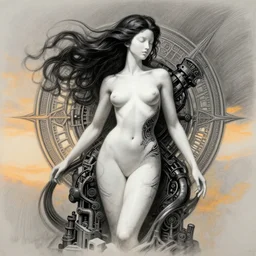 pencil drawing illustration, white bodypaint, neobrutalistic, sculpt of beautiful female body and black swirling latex acrylic portrait, black latex sculpt, minimalism, female photography, mechanical superstructure, strong wind, sacred geometry, 8 k, cinematic, magic hour, beautiful light, sculpture of carving marble, dark colors, filigree ornaments, tafy laplanche, cheolhee lim