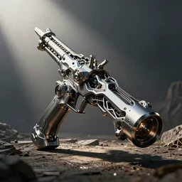 intricate futuristic weapon made of metal