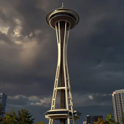 the seattle space needle building in StarCraft, video game screenshot
