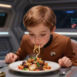 a young ezri dax sniffing a plate of hasperat and looking cute. detailed, tasteful digital painting. background : interior of deep space nine station.