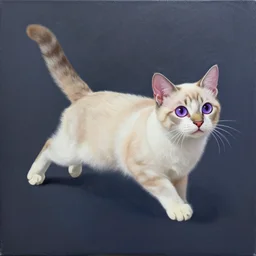 bosch painting of a flying cat with purple eyes