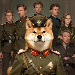 portrait of a communist shiba inu dog as a soviet officer, tragic, elegant, fantasy, hd shot, digital portrait, beautiful, artstation, comic style, by artgerm, guy denning, jakub rozalski, magali villeneuve and charlie bowater