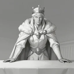 highly detailed 2 d contemporary digital illustration, contourless, well shaded, high fantasy character design of king arthur leaning over a table, by eldar velikhanov and adam lee, trending on artstation
