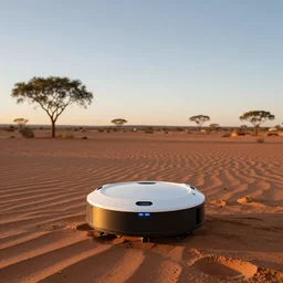 peaceful Roomba for monitoring the australian desert,  XF IQ4, 150MP, 50mm, F1.4, ISO 200, 1/160s, dawn, golden ratio, rule of thirds