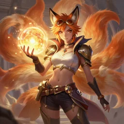 portrail | ahri!!!!!! | holding a glowing ball | the nine - tailed!!! fox | handbok!!! | league of lengeds | very detailed | digital | character | by natalie shau | by yuumei | by wlop