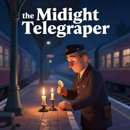 poster for a adventure film animation called the midnight telegrapher, about a telegrapher operator working on a trainstation at night, lit by candles, delicate features finely detailed perfect art, gapmoe yandere grimdark, trending on pixiv fanbox, painted by greg rutkowski makoto shinkai takashi takeuchi studio ghibli