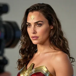 headshot of beautiful actress gal gadot as wonder woman - raw, studio lighting, 8 k, photo shoot, 9 inch kershaw soft focus lens f / 5. 6