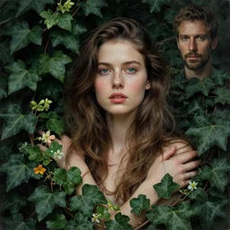 stylized portrait of an artistic pose, composition, young lady sorrounded by nature, cinematic moody colors, ivy, flowers, one single head, realistic shaded, fine details, realistic shaded lighting poster by ilya kuvshinov, magali villeneuve, artgerm, jeremy lipkin and michael garmash and rob rey