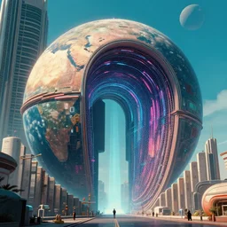 A gigantic wall, bigger than the size of a planet, the wall is a portal to metaverse, by Kraftwerk, cyber-punk, sci-fi, retro-futurism, 1970s, trending on ArtStation, masterpiece, art gem, 8K,