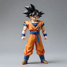 a paper model of goku, realistic 4 k paper modeling art.