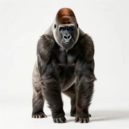colorful gorilla, studio photography, full body, isolated on a pure white background, centered, entire subject in frame, sharp focus, soft studio lighting