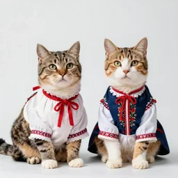 two cats in traditional polish attire