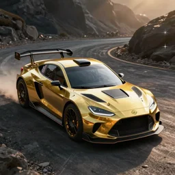 futuristic gold and black rally fighter