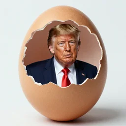 Donald Trump in an eggshell photographed by Anne Geddes