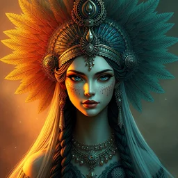a mayan queen, beautiful, gorgeous, alluring, portrait, ornate head dress, fantasy atmosphere, mystical, magical aesthetics, illustration, by wlop