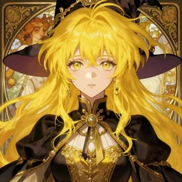 symmetry!!!!!! beautiful anime yellow witch close portrait, wearing ornate clothing, ultra detailed, elegant, soft, expressive real eyes, anime, dynamic lighting, digital art, digital painting, artstation, wlop, sharp focus, illustration, art by artgerm and greg rutkowski and alphonse mucha, 8 k