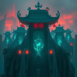 highly detailed vfx portrait of orient impermanent ghosts ， stephen bliss, unreal engine, greg rutkowski, loish, rhads, beeple, makoto shinkai and lois van baarle, ilya kuvshinov, rossdraws, tom bagshaw, alphonse mucha, global illumination, detailed and intricate environment