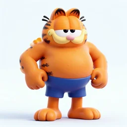 garfield as a body builder with clothing