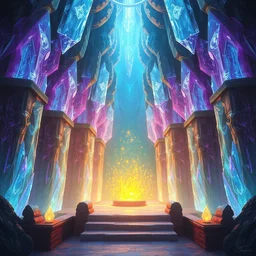 interior of a temple made of crystal gems, fantasy art, digital art